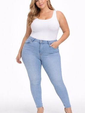 GOOD AMERICAN Light Blue Skinny Jeans High Rise Denim Pants 24 - Stretch